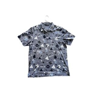 Travis Mathew Mens Golf Polo Shirt XL Geometric Print Short Sleeve Button Up
